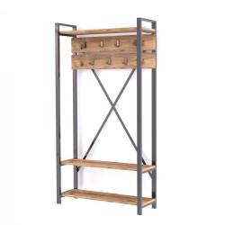 Έπιπλο εισόδου  σε natural wood & μαύρο χρώμα διαστάσεων 90x34x180 cm