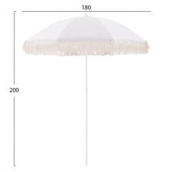 Ομπρέλα θαλάσσης Pacifica με κρόσια μακραμέ μπεζ ακτίνες φ180x200cm