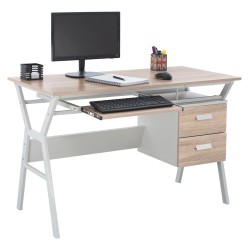 Γραφείο Vitino μελαμίνη - μέταλλο σε Sonama - λευκό διαστάσεων 120x60x76cm