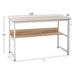 Γραφείο Portis μελαμίνη σε Sonama με λευκό ματ σκελετό διαστάσεων 120x50x75Υcm