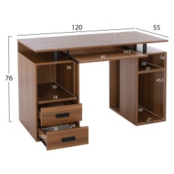 Γραφείο μελαμίνης Status Walnut διαστάσεων 120x55x76cm