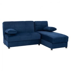 Γωνιακός καναπές κρεβάτι με αποθηκευτικό χώρο σε μπλε χρώμα διαστάσεων 188x145x84Ycm EGE