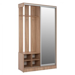 Έπιπλο εισόδου με συρόμενη ντουλάπα και καθρέφτη Dulce σε χρώμα Sonama διαστάσεων 118x45x210cm