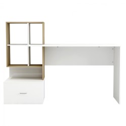 Γραφείο μελαμίνης με βιβλιοθήκη Syndya λευκό Sonama 149x48x105Ycm