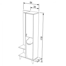 Έπιπλο μπάνιου Sagara από μελαμίνη με καλάθι απλύτων σε απόχρωση λευκό sonama διαστάσεων 64x30x178Υcm