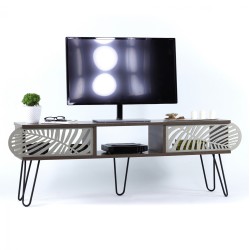 Έπιπλο τηλεόρασης μελαμίνης sillia σε χρώμα καρυδί εκρού διαστάσεων151x30x48Υ cm.