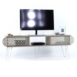 Έπιπλο τηλεόρασης diane σε απόχρωση  sonama λευκό εκρου διαστάσεων 151x30x48Υ cm.