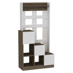 Έπιπλο εισόδου Grant σε λευκό με καρυδί χρώμα διαστάσεων 89,1x37,1x180Υcm