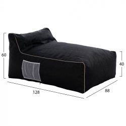 Πουφ Ζafer με textiline μαύρο και λευκό ρέλι 88x128x40-60Υcm