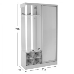 Έπιπλο εισόδου με συρόμενη ντουλάπα και καθρέφτη Dulce σε χρώμα λευκό διαστάσεων 118x45x210cm