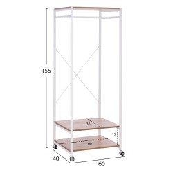 Έπιπλο εισόδου Novalie Sonama με λευκό μεταλλικό σκελετό διαστάσεων 60x40x155cm