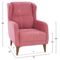 Πολυθρόνα μπερζέρα Hayes σε χρώμα σάπιο μήλο διαστάσεων 70x83x96cm