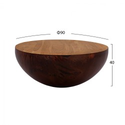 Διακοσμητικό τραπέζι σαλονιού bowl φ90x40Ycm Rusty με ξύλο ακακίας 