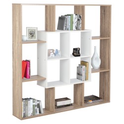 Βιβλιοθήκη brody σε απόχρωση σόνομα με λευκό διαστάσεων 136x22x136cm