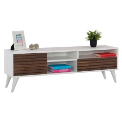 Έπιπλο τηλεόρασης kashton σε χρώμα καρυδι-λευκο διαστάσεων 139x35x46 cm.