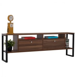 Έπιπλο τηλεόρασης winston σε χρώμα καρυδί με μαύρο διαστάσεων 150x26x51 cm.