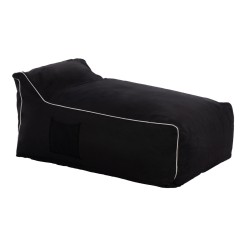 Πουφ Ζafer με Textiline μαύρο και λευκό ρέλι 88x128x40-60Ycm