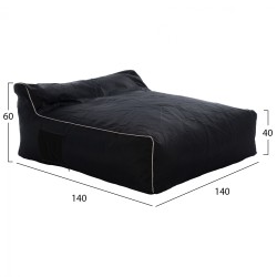 Πουφ Υamin δύο ατόμων με Τextilene 600gr/m2 2x1 μαύρο και λευκό ρέλι 140x140x40-60Ycm