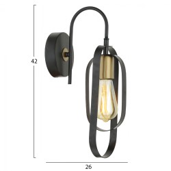 Απλίκα τοίχου μεταλλική σε μαύρο χρώμα διαστάσεων  26x13x42 cm