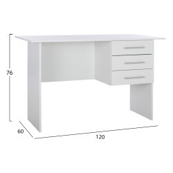 Γραφείο μελαμίνης Ensley με 3 συρτάρια λευκό διαστάσεων 120x60x76cm