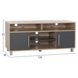 Έπιπλο τηλεόρασης από μελαμίνη danna σε απόχρωση  sonama-γκρι διαστάσεων 120x40x55 cm.