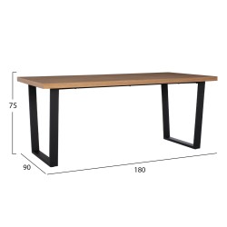 Τραπέζι τραπεζαρίας Astoria με καπλαμά δρυός σε στυλ ρουστίκ 180x90x75Υcm  40mm πάχος