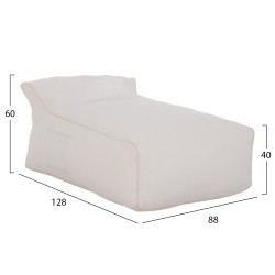 Πουφ Ζafer με Textiline λευκό με λευκό ρέλι 88x128x40-60Ycm