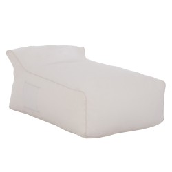 Πουφ Ζafer με Textiline λευκό με λευκό ρέλι 88x128x40-60Ycm