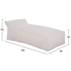 Πουφ ξαπλώστρα Wadelin με Textiline λευκό ρέλι 190x80x40-60Υcm