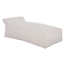 Πουφ ξαπλώστρα Wadelin με Textiline λευκό ρέλι 190x80x40-60Υcm