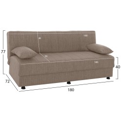 Καναπές κρεβάτι Andri τριθέσιος σε χρώμα μπεζ διαστάσεων 180x72x77Υcm