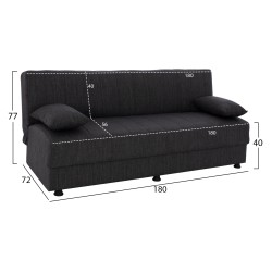 Καναπές - κρεβάτι τριθέσιος σε χρώμα γκρι διαστάσεων 180x72x77cm