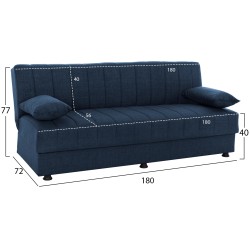 Καναπές - κρεβάτι Andri τριθέσιος σε χρώμα μπλε διαστάσεων 180x72x77Ycm