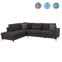 Καναπές αριστερή γωνιά diva ύφασμα αλέκιαστο γκρι 290x235x94Ycm