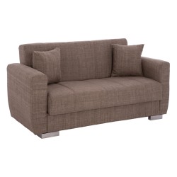 Καναπές κρεβάτι Polya διθέσιος καφέ διαστάσεων 150x84x88 cm