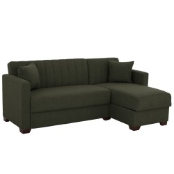 Καναπές - κρεβάτι γωνία Ghufran αναστρέψιμη σε χρώμα σκούρο λαδί διαστάσεων 200x133x77Ycm