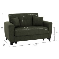 Καναπές - κρεβάτι διθέσιος με ψηλή πλάτη Dark Olive διαστάσεων 160x84x88cm