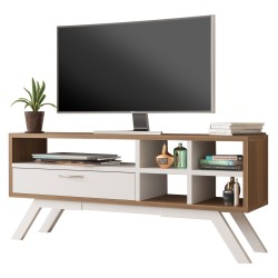 Έπιπλο τηλεόρασης cronos σε καρυδί λευκό χρώμα διαστάσεων 110x30x50Υ cm.