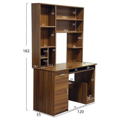 Γραφείο με βιβλιοθήκη -  ραφιέρα Status σε καρυδί απόχρωση διαστάσεων 120x55x182cm