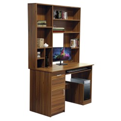 Γραφείο με βιβλιοθήκη -  ραφιέρα Status σε καρυδί απόχρωση διαστάσεων 120x55x182cm