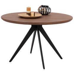 Τραπέζι τραπεζαρίας στρόγγυλο με καπλαμά καρυδιάς ρουστίκ στυλ φ120x75Ycm