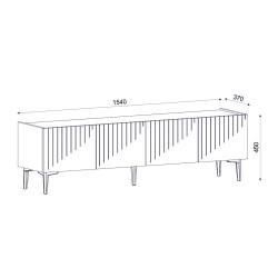 Έπιπλο τηλεόρασης σε φυσικό χρώμα και επιφάνεια σε μαύρο μάρμαρο διαστάσεων 154x37x45Υ cm.