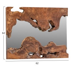 Καθρέπτης από μασίφ ξύλο teak φυσικό 62x62x5cm