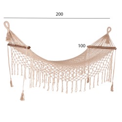 Μακραμέ αιώρα σε χρώμα μπεζ διαστάσεων 200x100cm