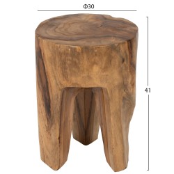 Βοηθητικό τραπεζάκι από μασίφ ξύλο τeak φυσικό διαστάσεων φ30x40Ycm