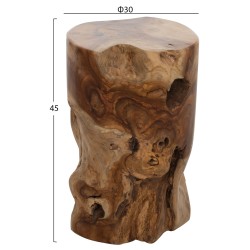 Βοηθητικό τραπεζάκι στρόγγυλο από μασίφ ξύλο τeak φυσικό φ30x45Ycm