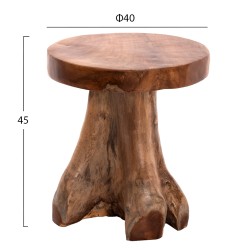 Βοηθητικό τραπεζάκι Logg από μασίφ ξύλο Teak φυσικό φ40x45Υcm