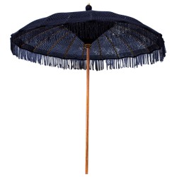 Ομπρέλα μπαλινέζικη μακραμέ μαύρη ξύλo Teak φ200x250cm Ομπρέλα μπαλινέζικη μακραμέ μαύρη ξύλo Teak φ200x250cm