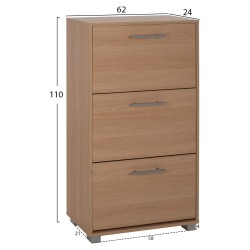 Παπουτσοθήκη Davina μελαμίνης 3 θέσεων σε χρώμα φυσικό διαστάσεων 62x24x110Υcm