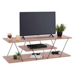 Έπιπλο τηλεόρασης tars από μελαμίνη σε  χρώμα φυσικό-μαύρο διαστάσεων 120x32x33Υcm.